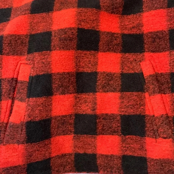 Rachel Zoe size large NWT red black Buffalo plaid gingham pullover sweater zip - Picture 7 of 8